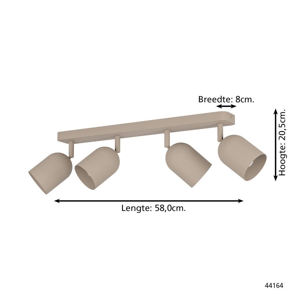 Design plafondspot Tilston 4-lichts zand bruin Eglo 9008606359745