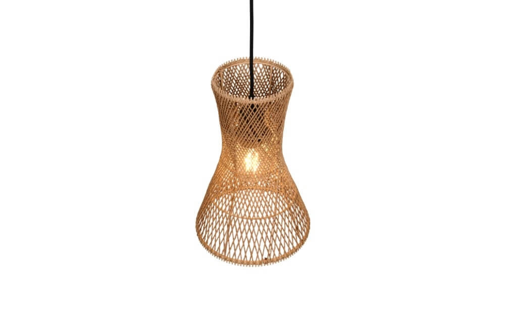 Design hanglamp Bijou zwart met rotan Ø20cm Trio 4017807637304