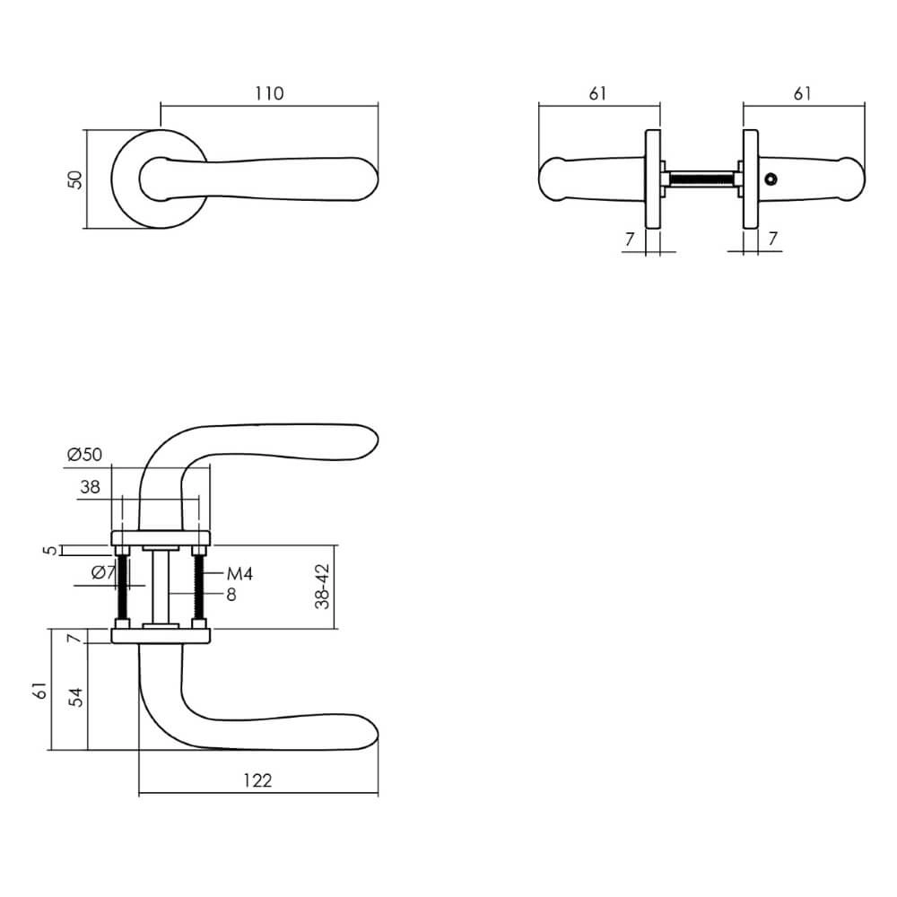 Deurklink Merredin aluminium zwart Ø 5cm Intersteel 8714186505236