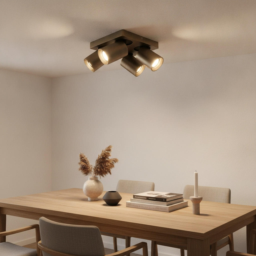 Plafondlamp Megano 4-lichts antiek brons