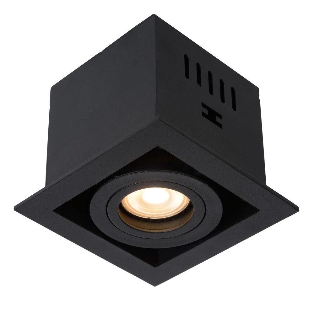 Vierkante inbouwspot Chimney enkel zwart Lucide 5411212092250