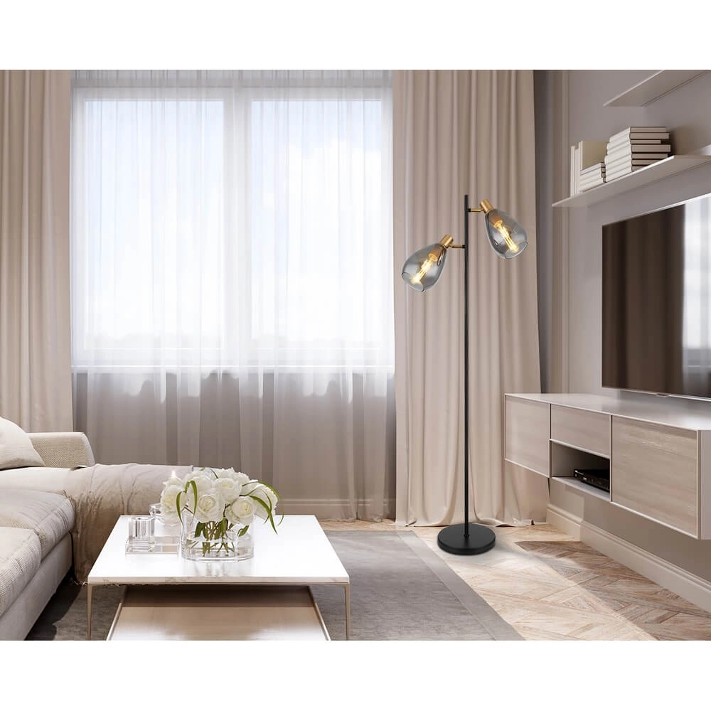 Vloerlamp Fanni zwart dubbel Globo 9007371439799