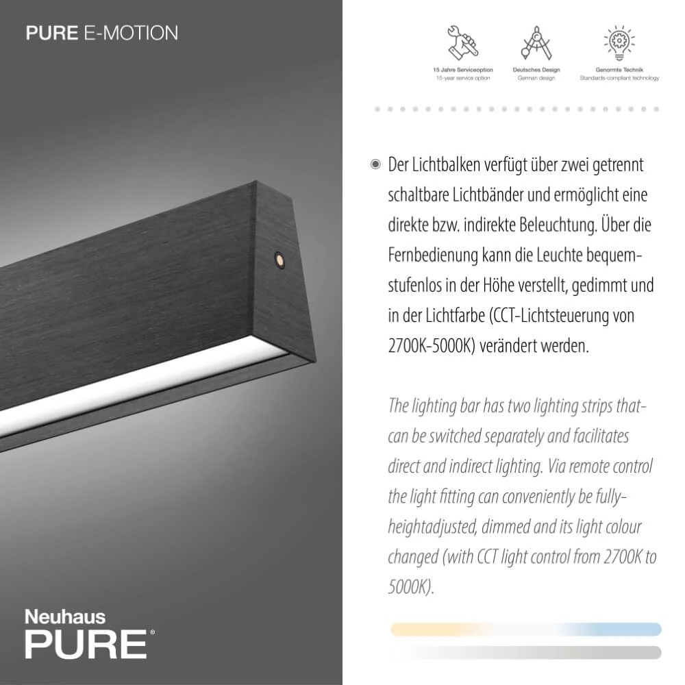 Design hanglamp Pure E-Motion grijs Paul Neuhaus 4012248372906