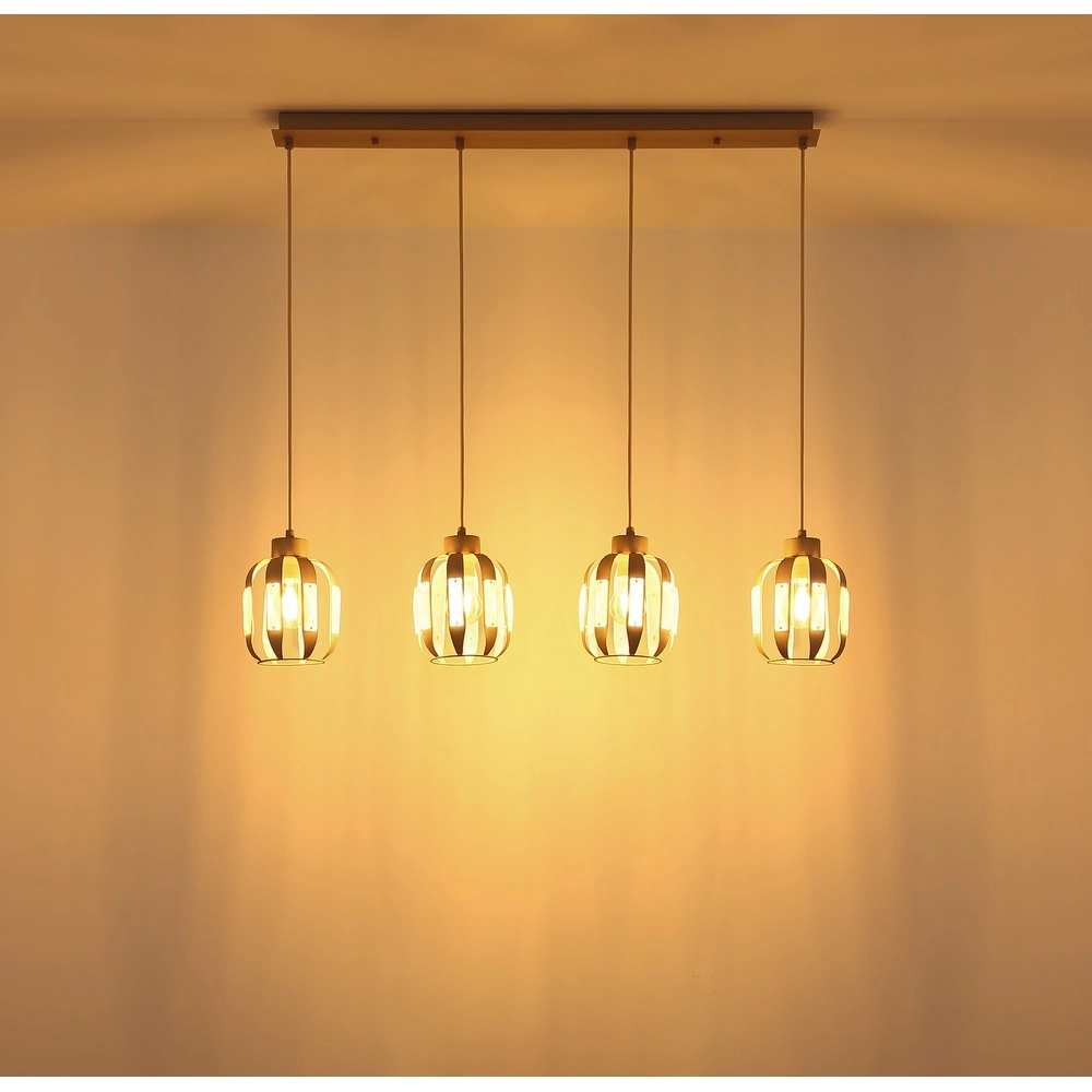 Eetkamer hanglamp Arlen 4-lichts zand bruin Globo 9007371580569