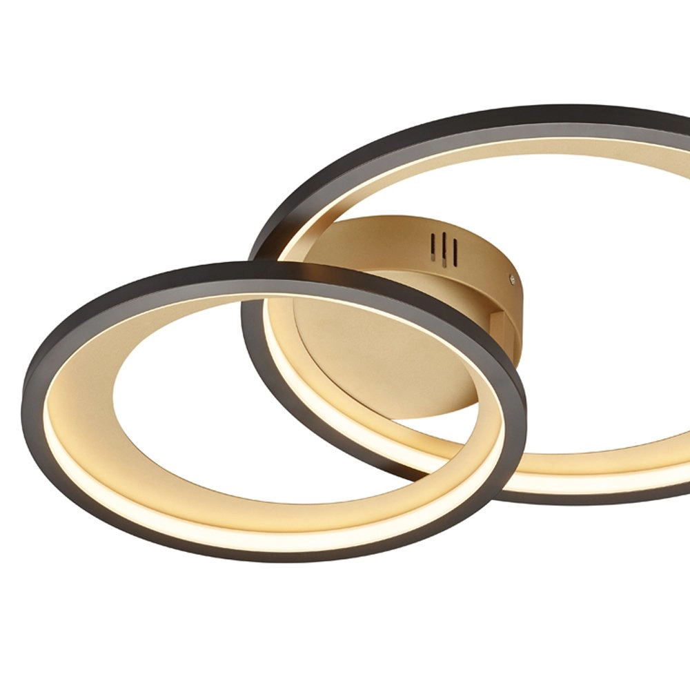 Mat zwarte plafondlamp Granada 59cm zwart met goud Trio 4017807433364