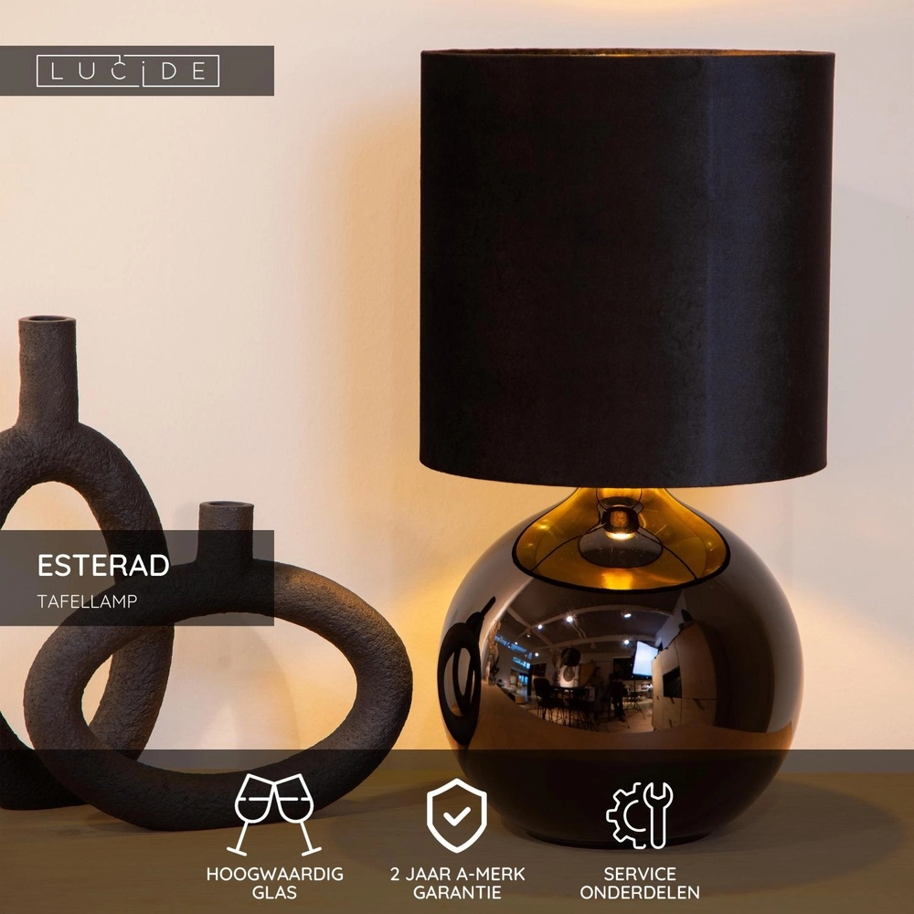 Zwarte schemerlamp Esterad Ø 24cm Lucide 5411212105936