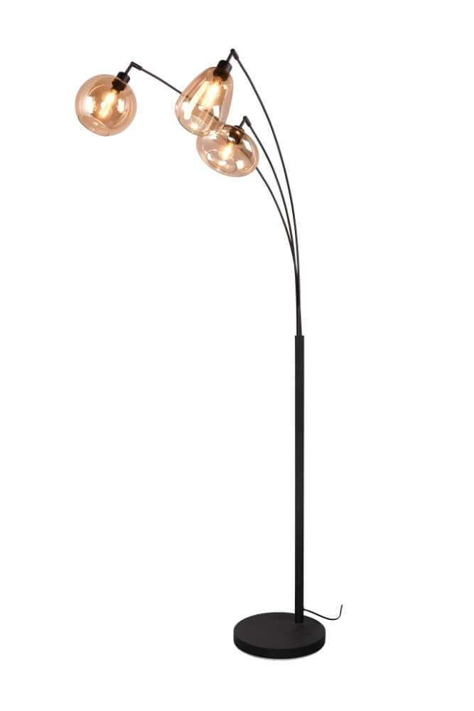 3-lichts vloerlamp Lumina met amber glas 3-lichts vloerlamp Lumina met amber glas