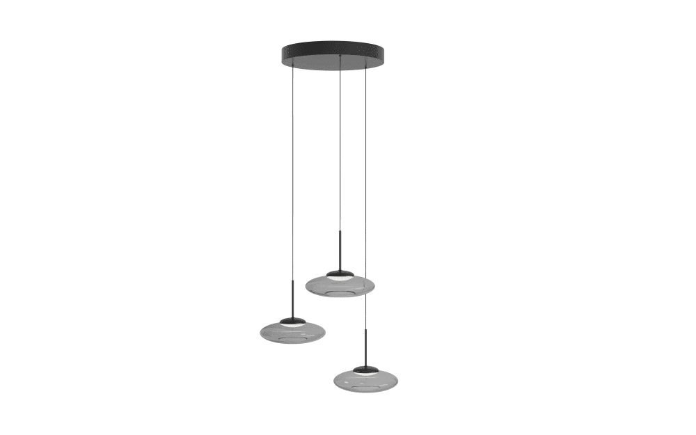 3-lichts hanglamp Bounto zwart rond helder glas