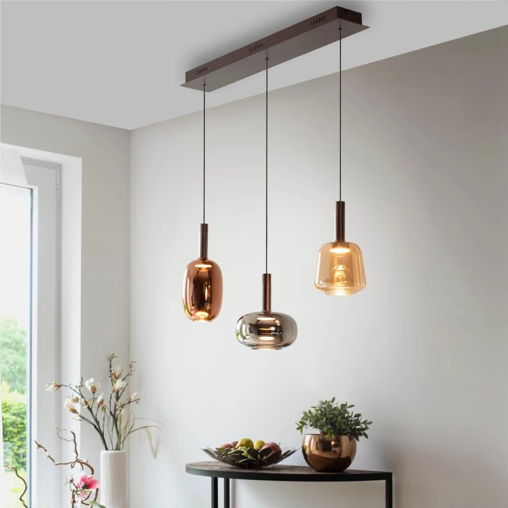 Vrolijke hanglamp Irides 3-lichts recht Paul Neuhaus 4012248383667