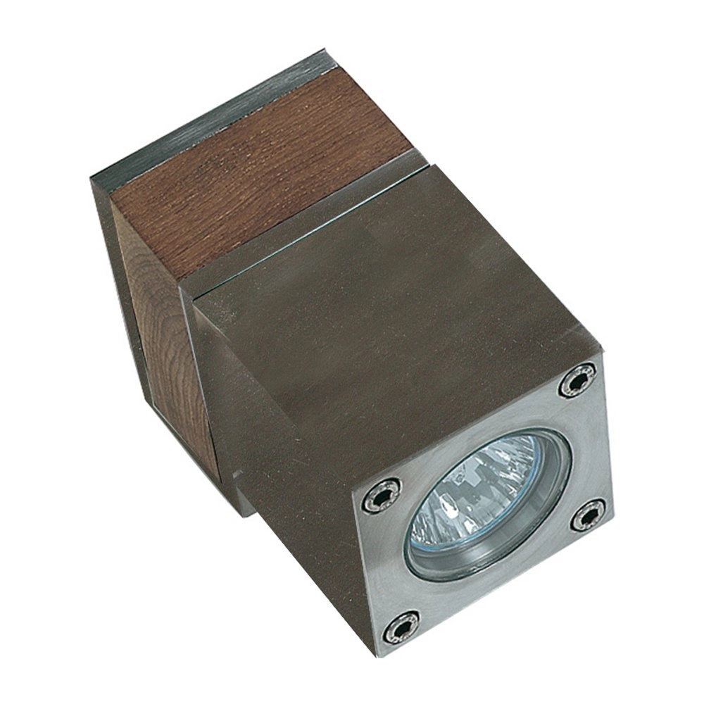 Buitenlamp downlight Q-Bic Teak RVS Buitenlamp downlight Q-Bic Teak RVS
