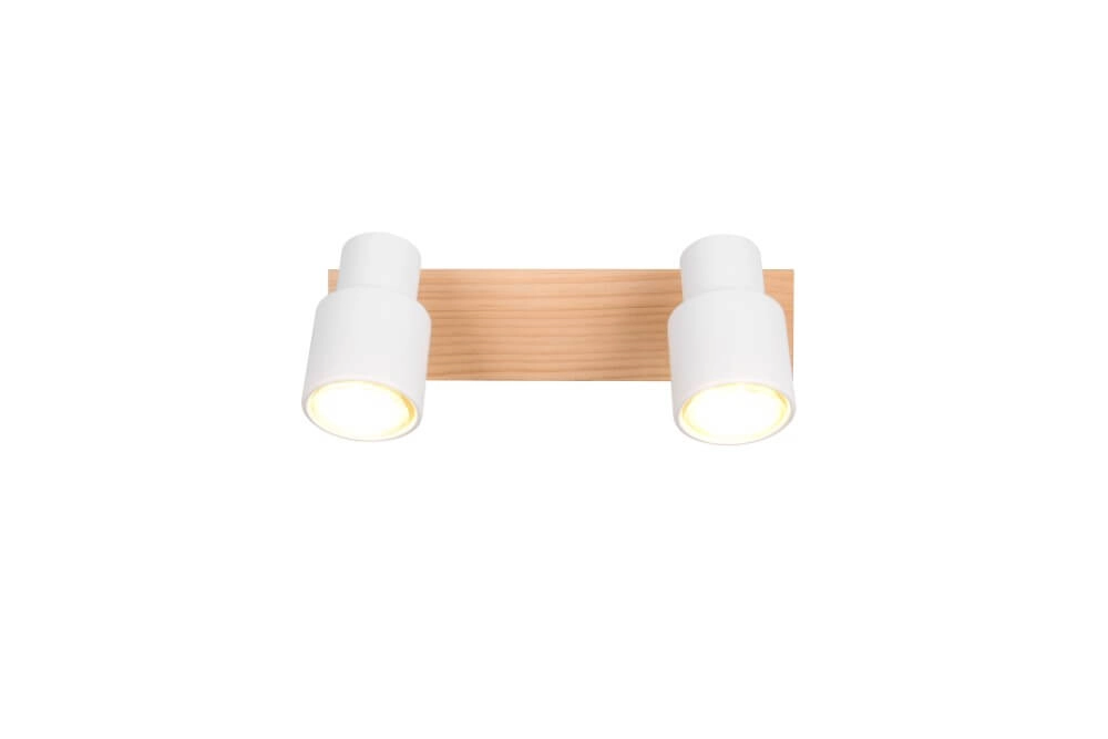 2-lichts plafondlamp Pierre wit met hout Trio 4017807638165