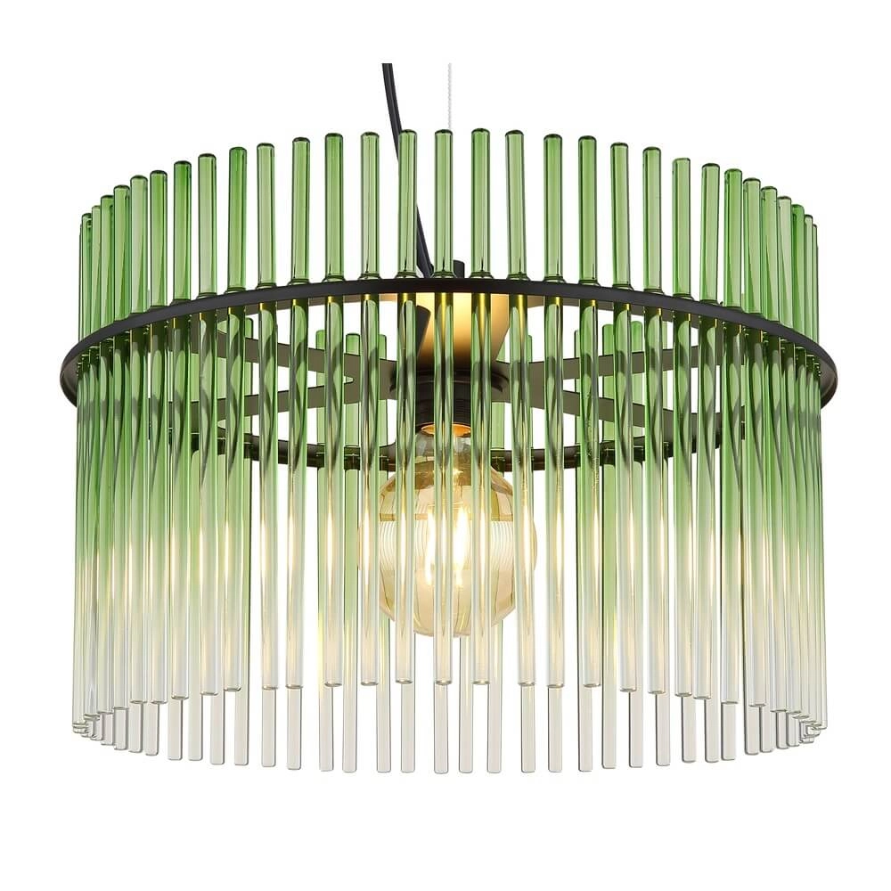 Zwarte hanglamp Gorley met groen glas Ø 40cm Globo 9007371471973