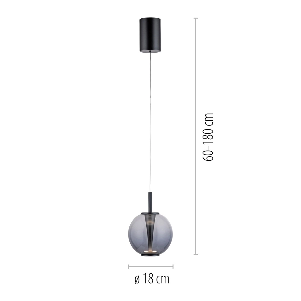 Led hanglamp Pure Infinity met smoke glas - Ø 18cm Paul Neuhaus 4012248399033