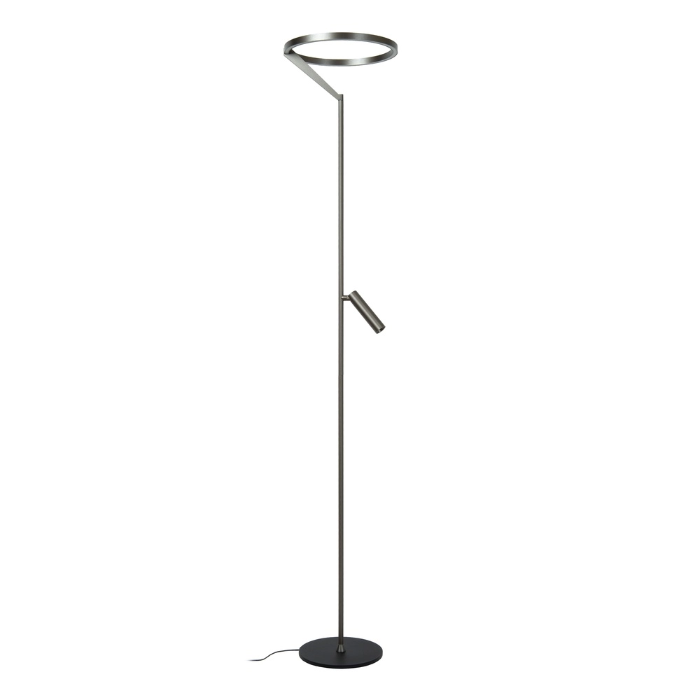 Strakke vloerlamp met leeslamp Applause geborsteld metaal - led Premium by Lucide 5411212221865