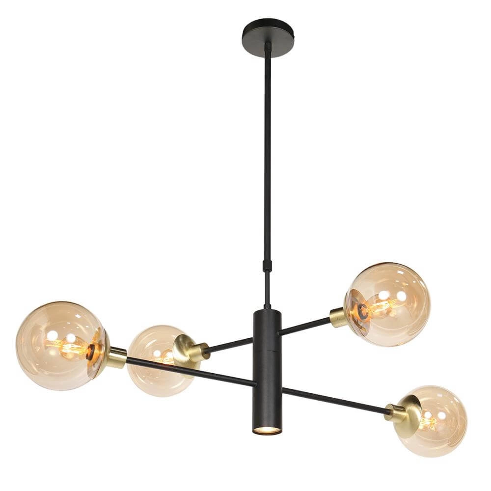 Design hanglamp Constellation zwart met amber glas Steinhauer 8712746173048