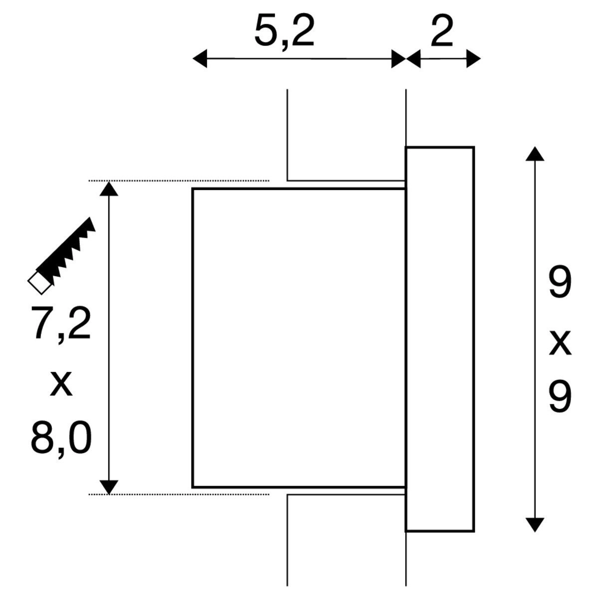 Inbouw wandspot Quad Frame SLV 4024163236225