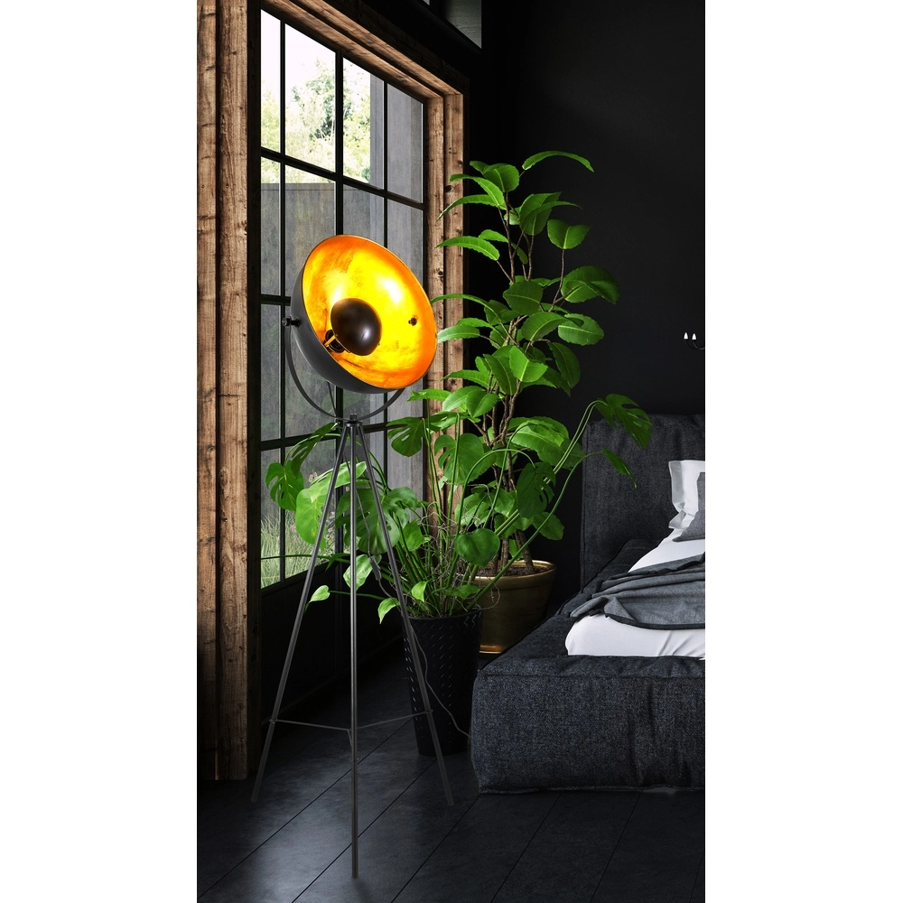 Tripod vloerlamp Timo zwart met goud Globo 4048194068891