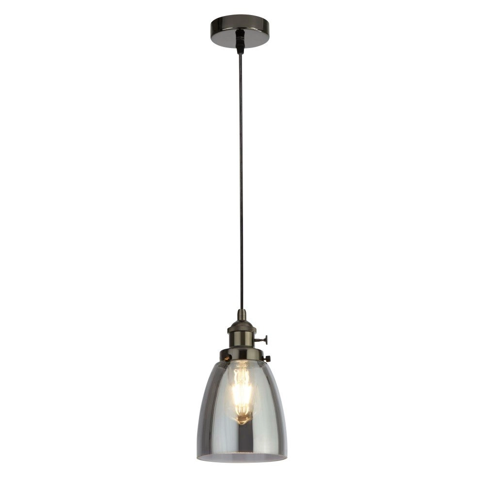 Hanglamp Pendax Ø 14cm met smoke glas Searchlight 5053423137025