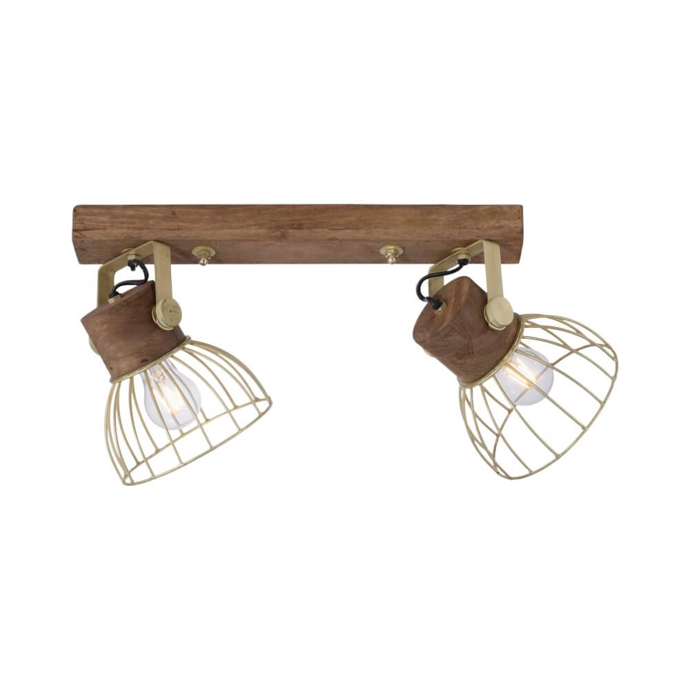 Plafondlamp Alami bruin messing 2-lichts Just Light 4043689976224