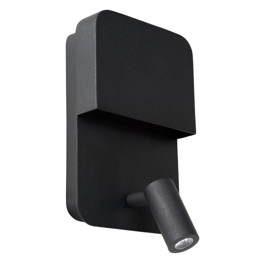 Bedlampje Boxer zwart met USB oplaadpunt