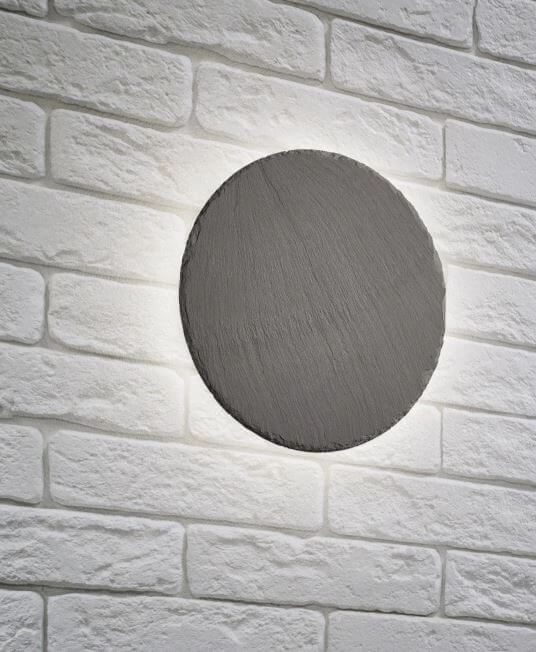 Leistenen wandlamp Raven Round 20cm leisteen grijs Trio 4017807465921