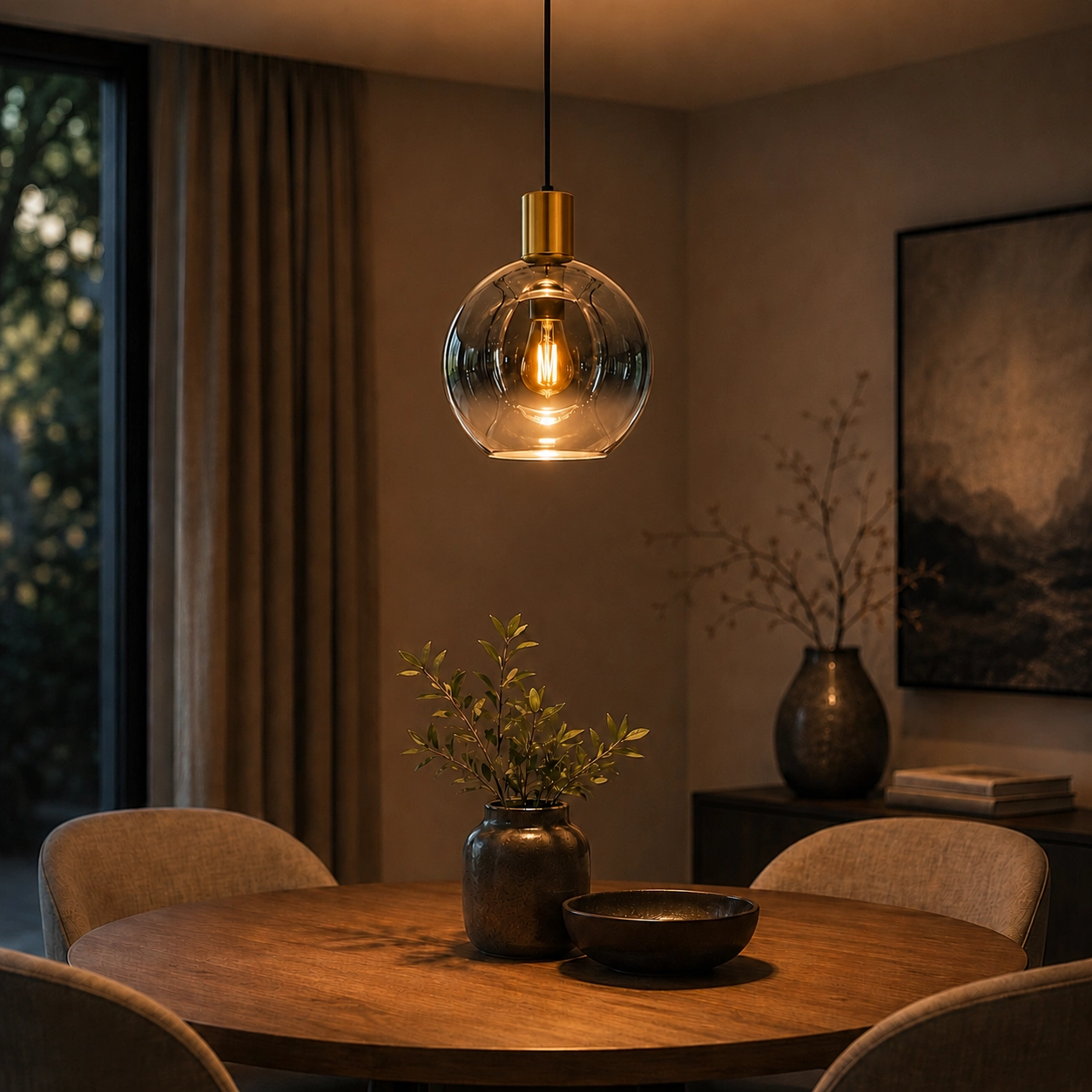 Goud glazen hanglamp Rosario Ø 20cm