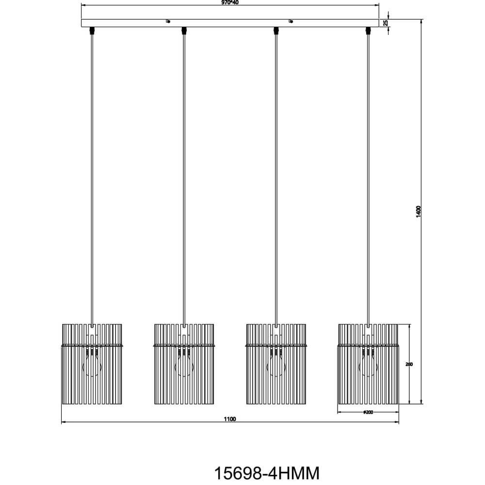 Zwarte hanglamp Gorley gekleurd glas 4-lichts Globo 9007371484003