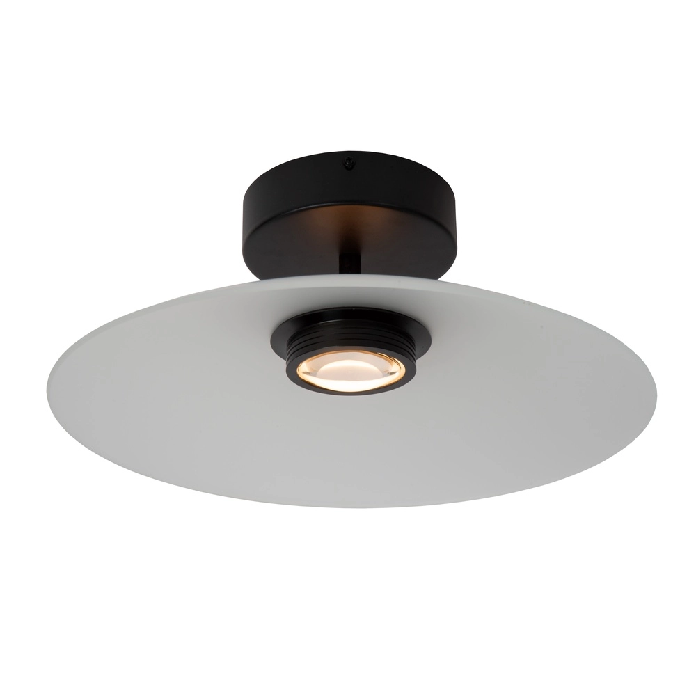 Strakke plafondlamp Menga Ø 40cm wit glas
