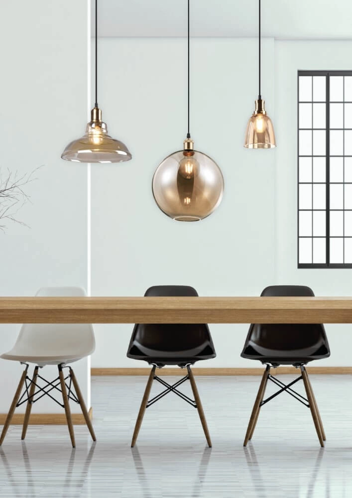Ø 30cm bollamp Dino met amber glas Trio 4017807466003