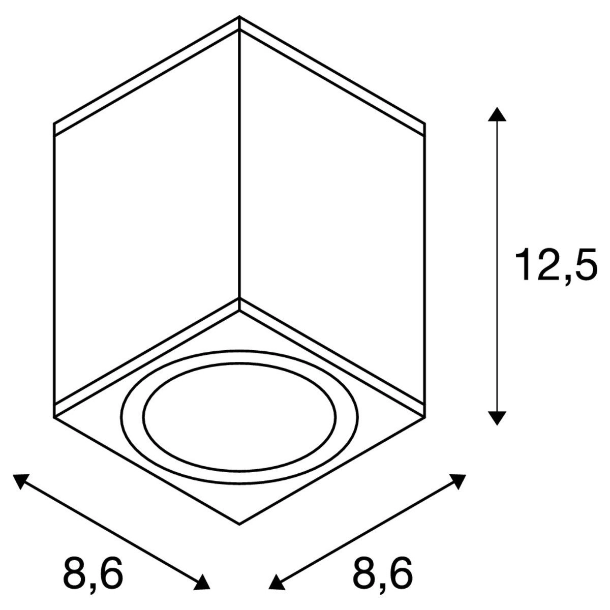 Plafond opbouwspot Enola Square S SLV 4024163235778