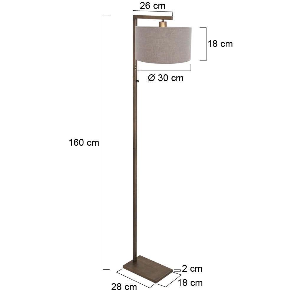 Vloerlamp brons Stang met grijze kap Steinhauer 8712746189711