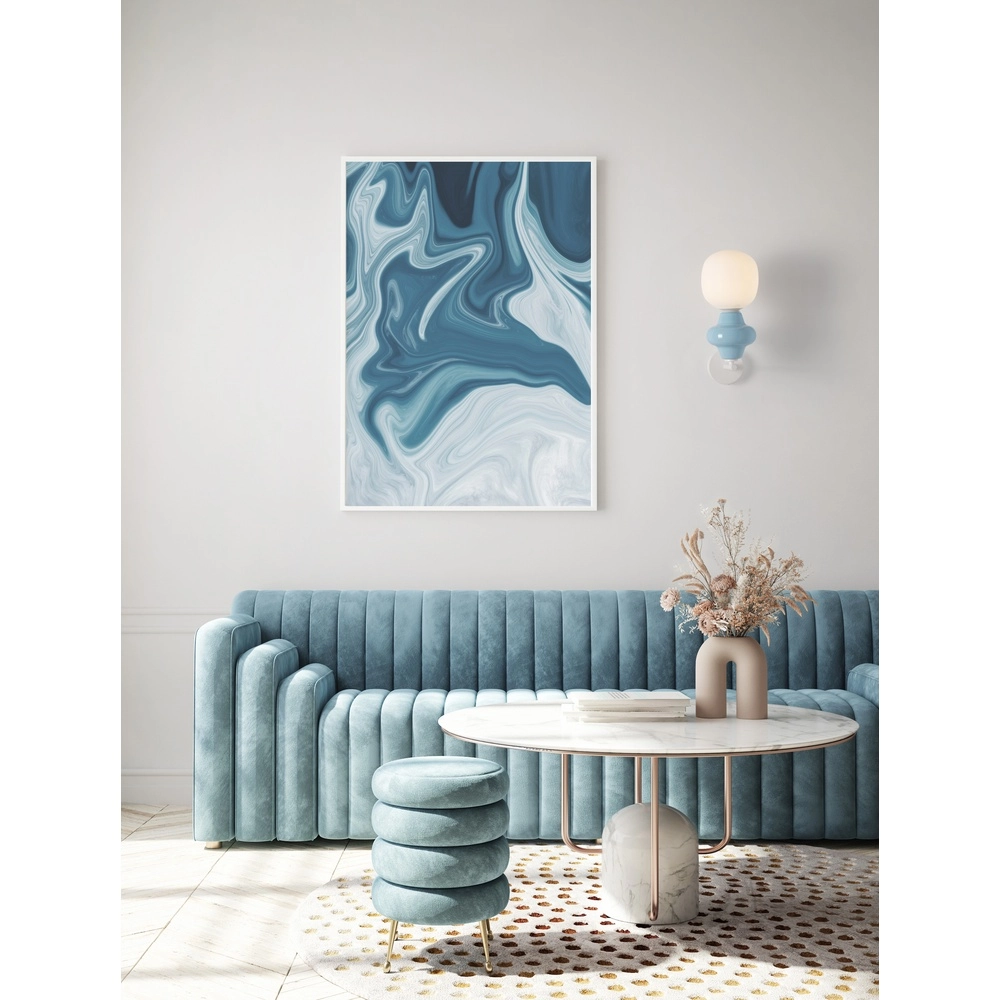 Wandlamp Clio blauw keramiek met wit glas Lyora 5212017461360