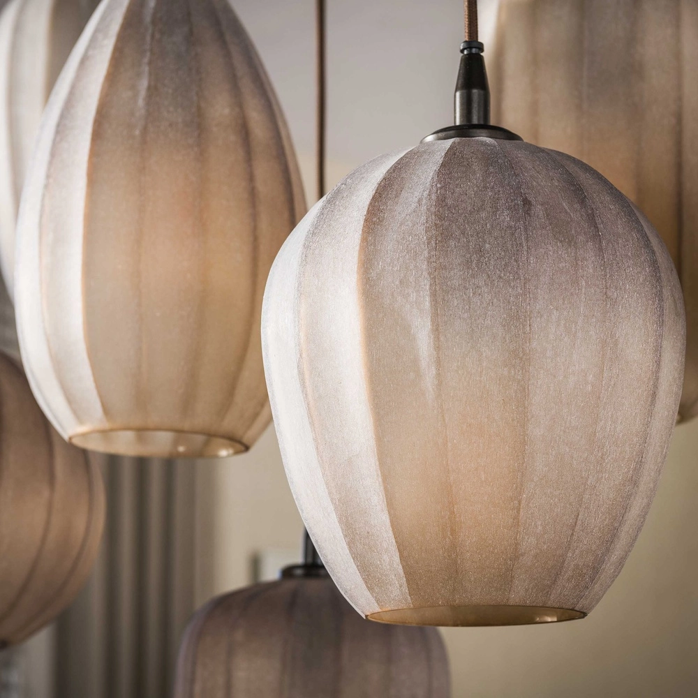 7-lichts hanglamp Altura sienna bruin met frosted glas Lyora 8716803514874