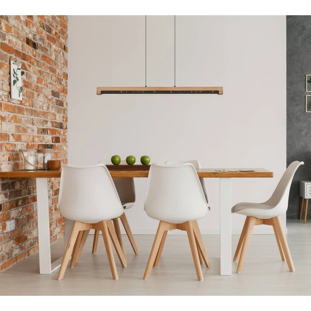 Design hanglamp Starla zwart met hout 85cm Globo 9007371456291