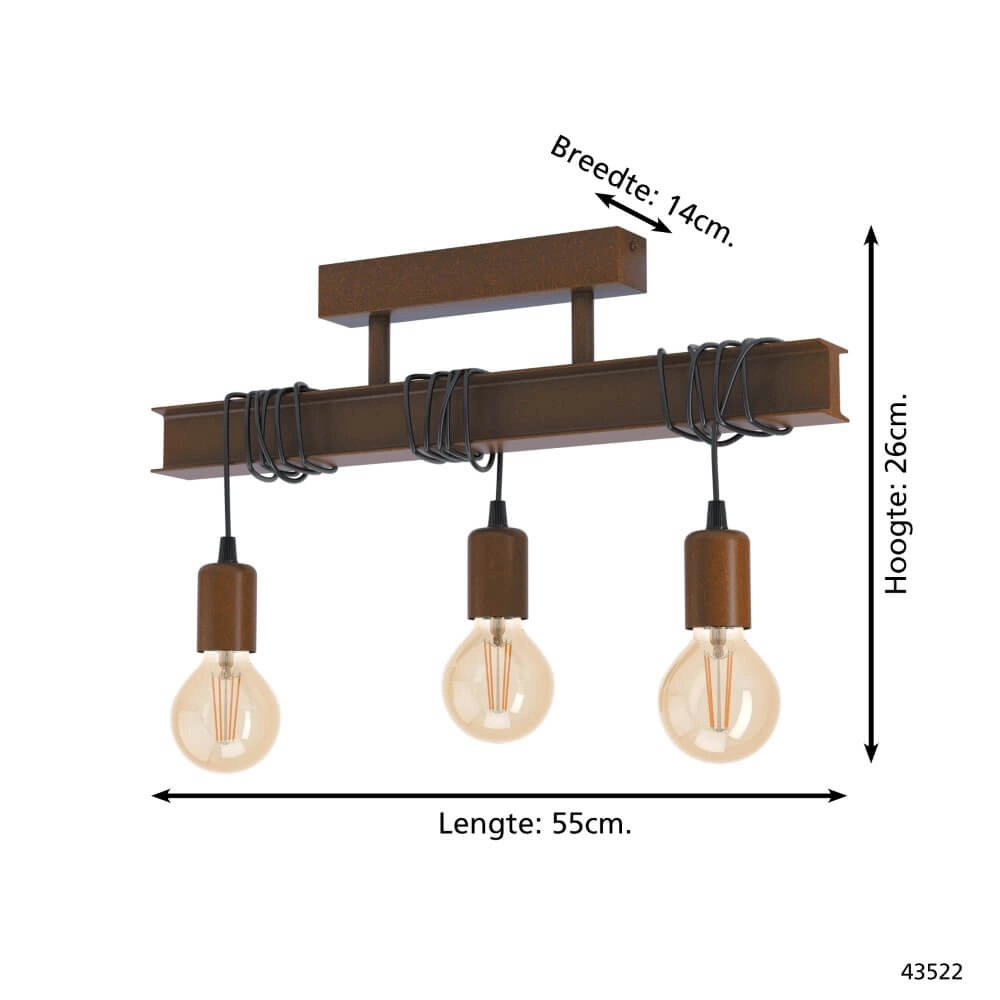 Roestbruine plafondlamp Townshend 4 Eglo 9002759435226