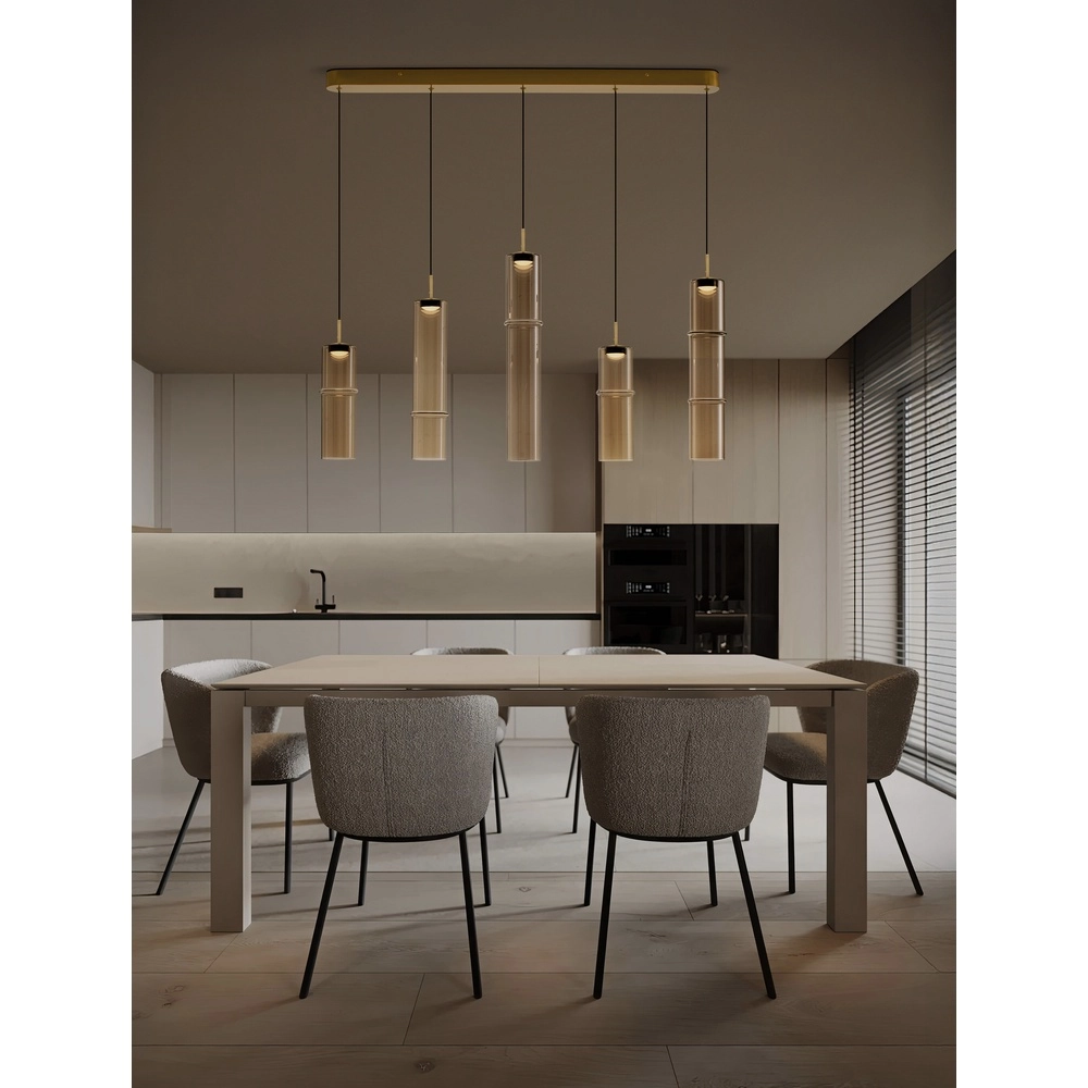 Unieke hanglamp Sano recht 5-lichts goud Lyora 5212017474087