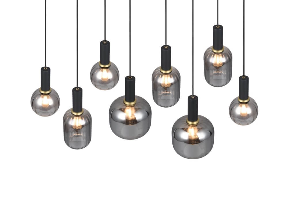 Eetkamer hanglamp Diva 8-lichts - smoke glas Trio 4017807614589