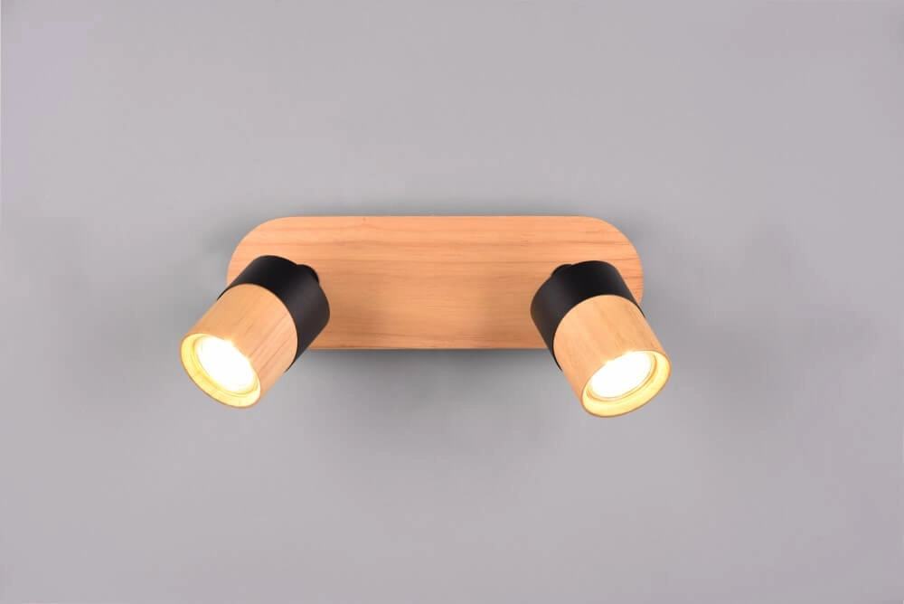 Plafondlamp hout met zwart Aruni 2-lichts Trio 4017807562217