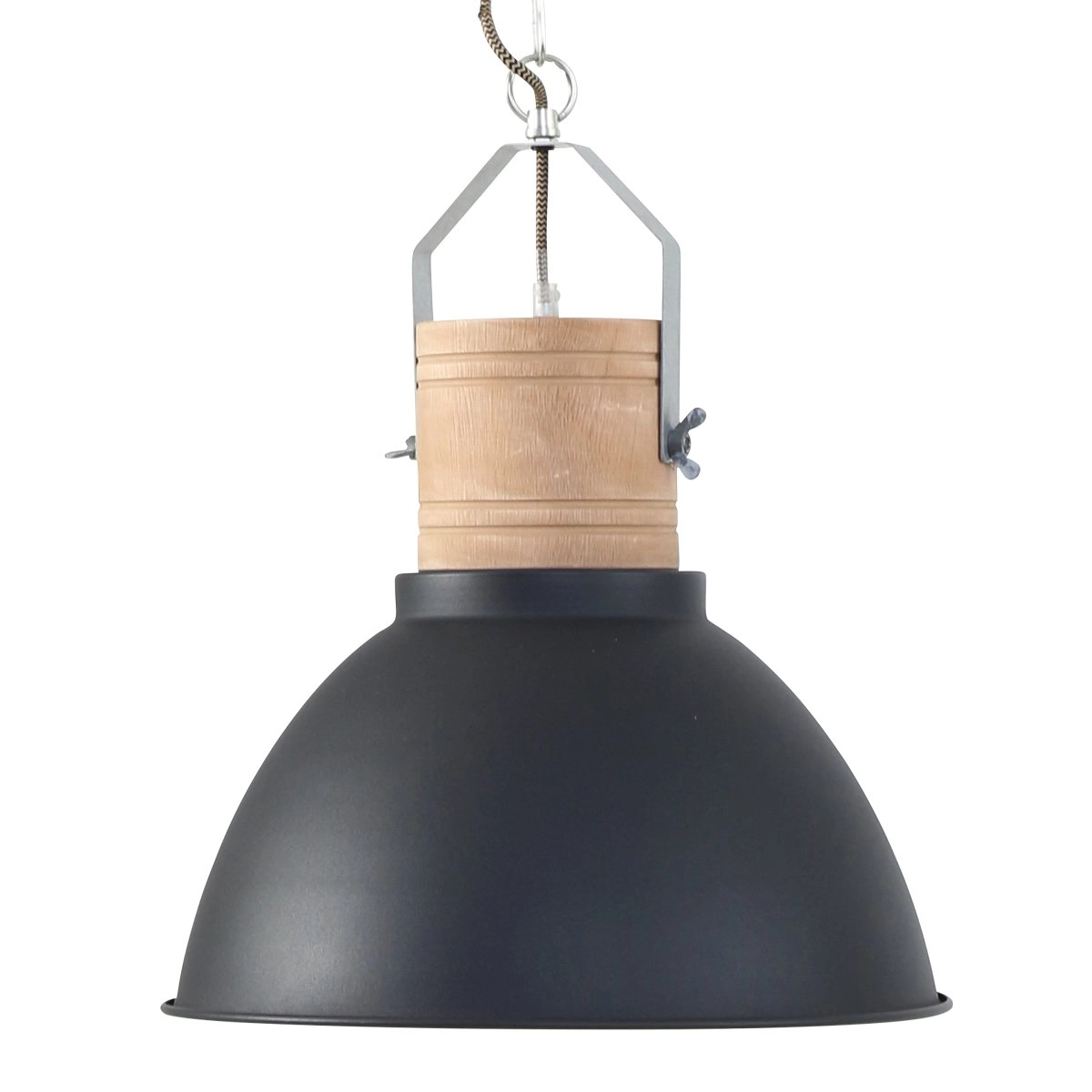 Landelijke hanglamp Denzel 38 38cm zwart met hout