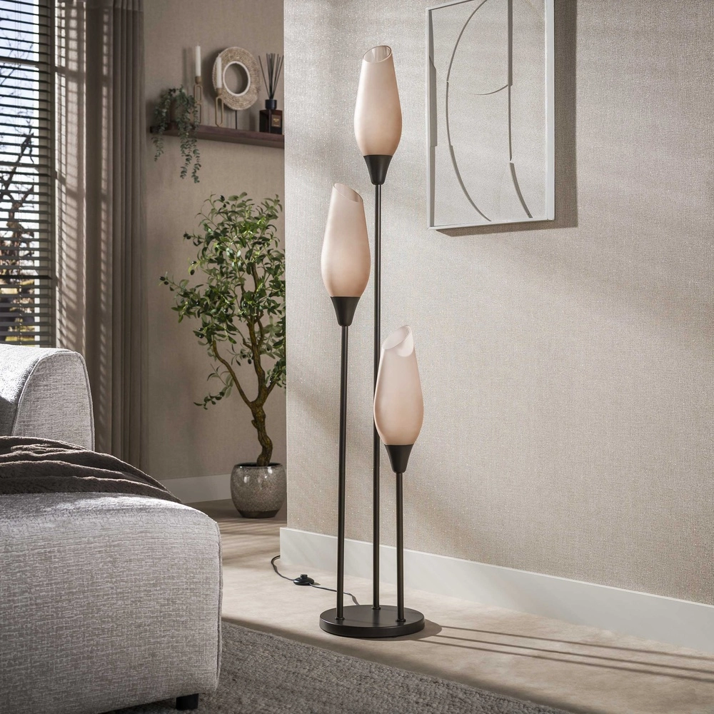 Glazen vloerlamp Cocoon 3x E27 - 168cm - frosted glas Lyora 8716803511873
