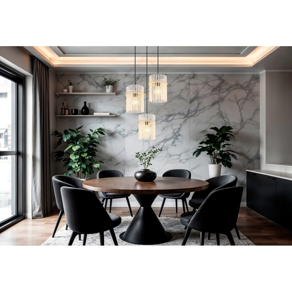 3-lichts hanglamp Gorley zand bruin met glas rond Globo 9007371569717