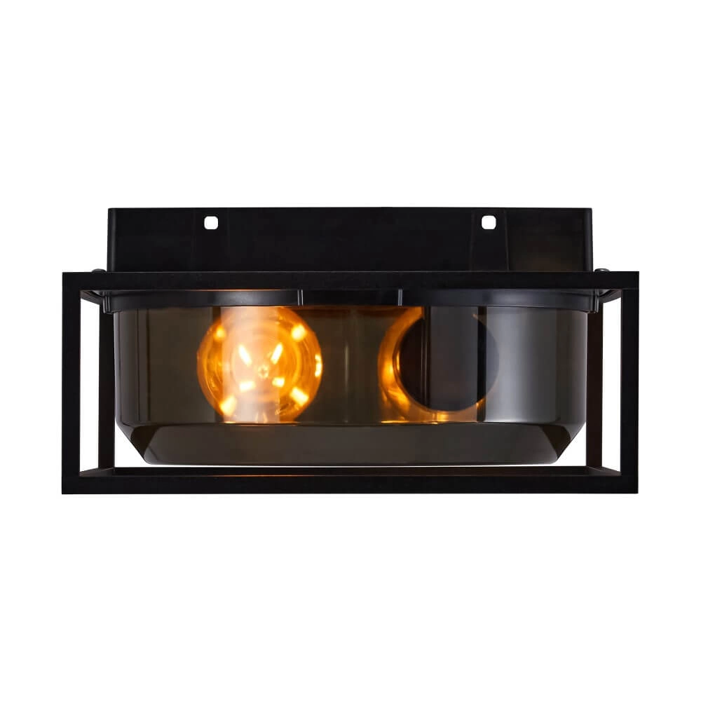 Zwarte plafondlamp IP44 Griffin met smoke venster Nordlux 5704924010767