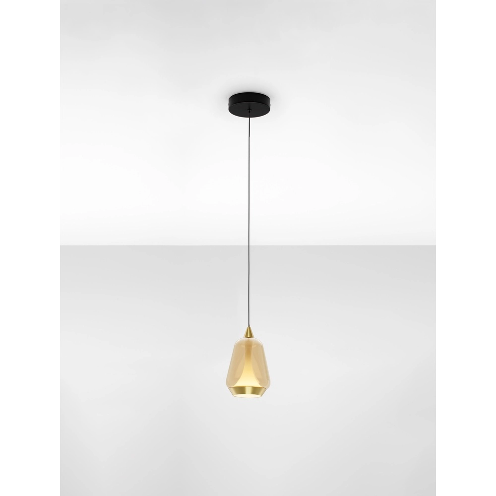 Design hanglamp Alish 1-lichts amber glas Lyora 5212017477699