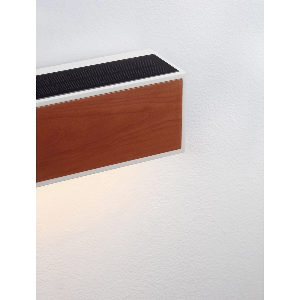 Solar wandlamp Brown wit met hout Lyora 5212017449467