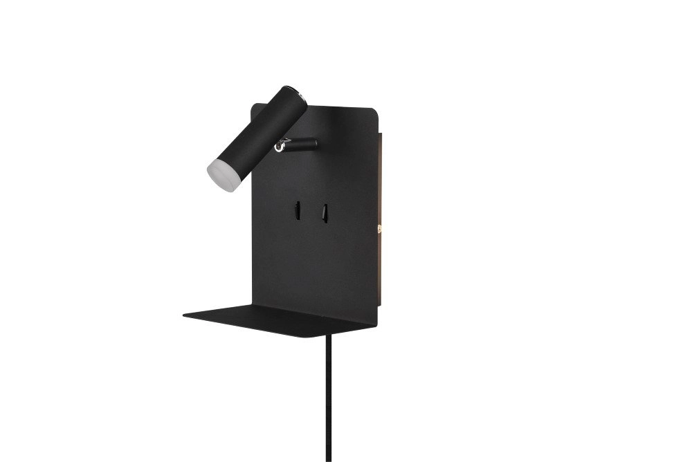 Wand lamp Element met schapje mat zwart Trio 4017807399882