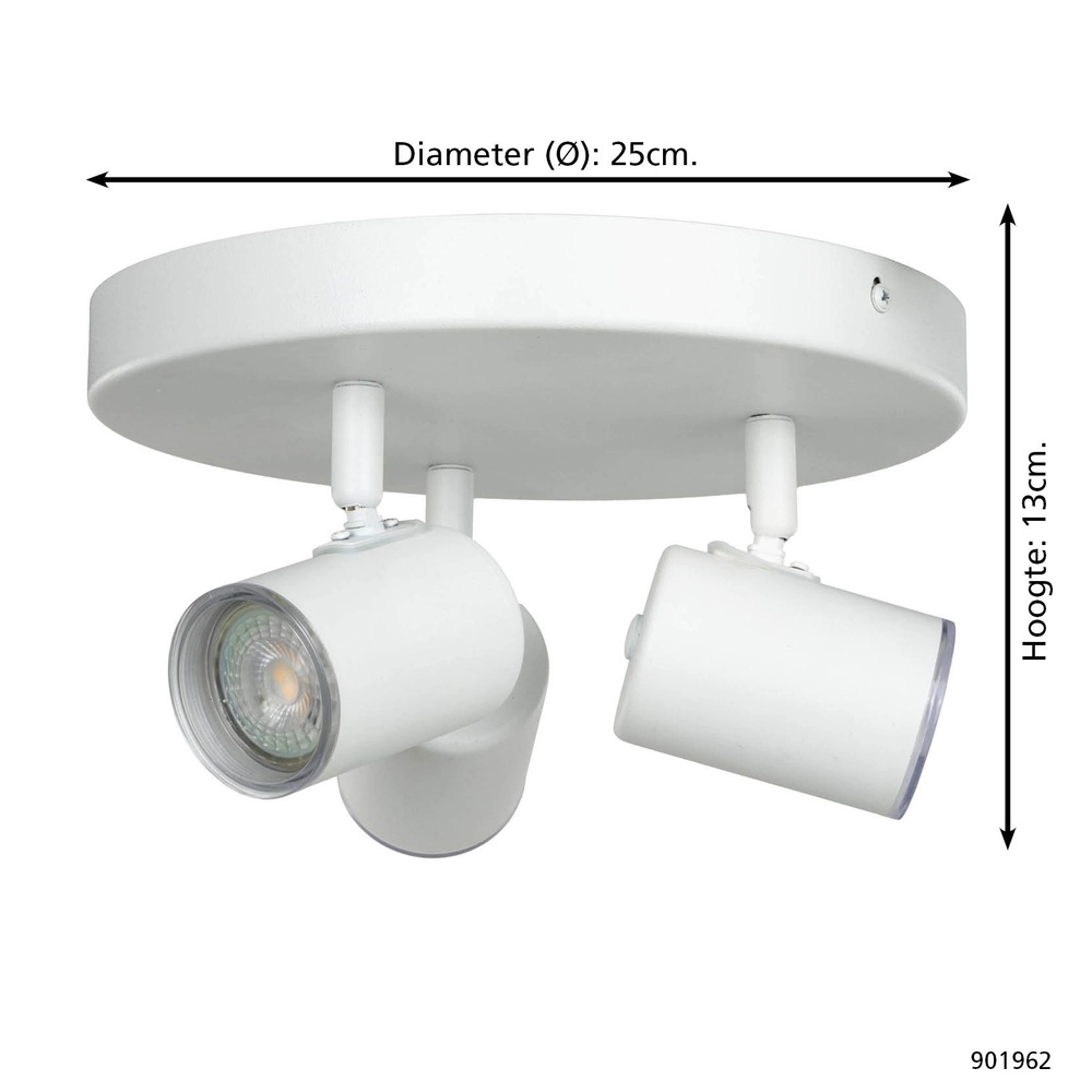 Opbouwspot Consuma 1 3-lichts rond wit Eglo 9008606355907