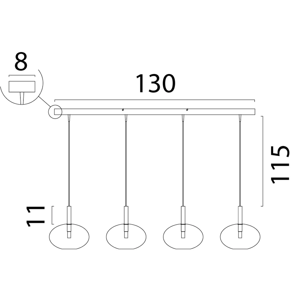 Eettafel hanglamp 4L Lido Onion met gold-fading glas Masterlight 8718121337685