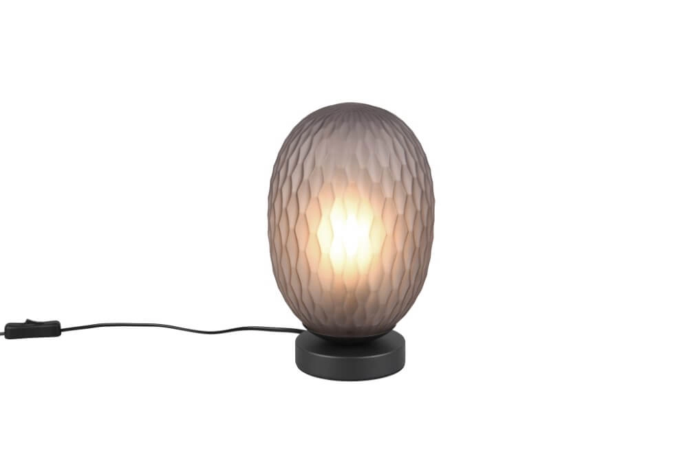 Tafellamp Facette met geribbeld smoke glas Tafellamp Facette met geribbeld smoke glas