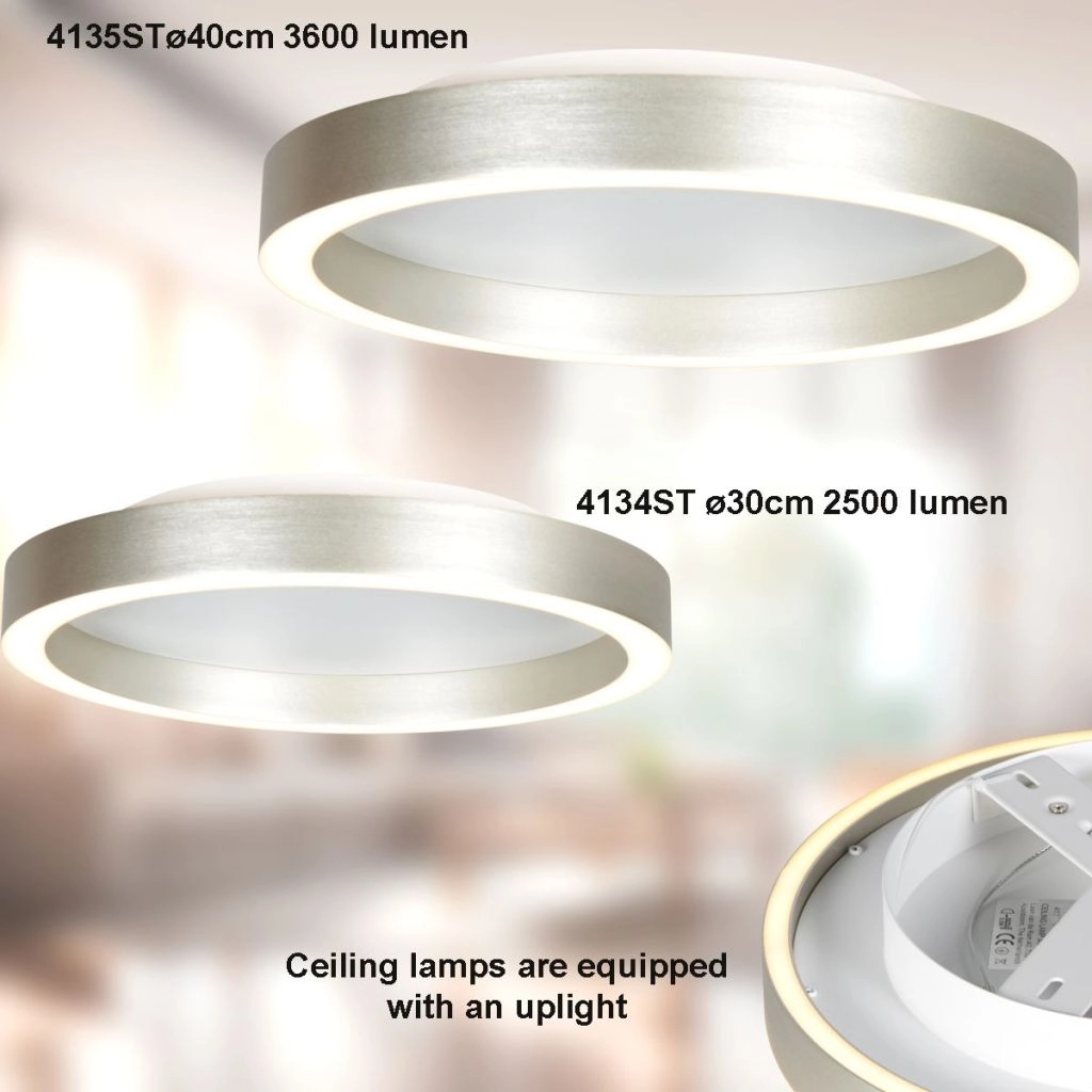 Design plafondlamp Ringlux geborsteld metaal Ø 40cm Steinhauer 8712746180930