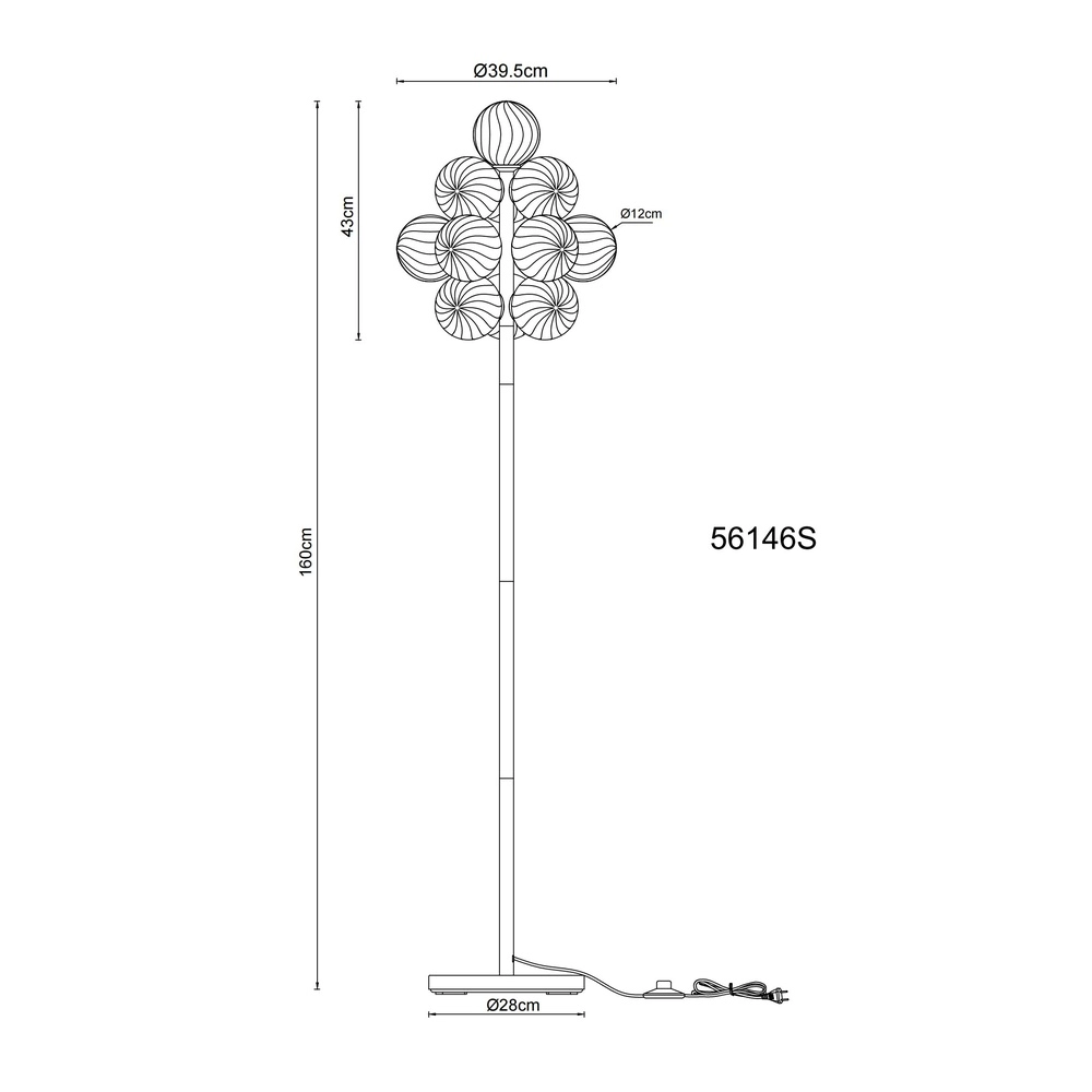 Zwarte vloerlamp Conor met amber glas Globo 9007371512171
